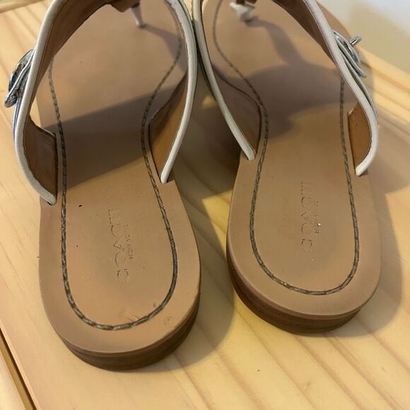 Coach Eileen Turn lock Slide Sandals Flip Flops white Silver Womens Size 9 money - Picture 5 of 12